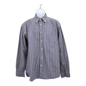Brioni for Neiman Marcus Button Down Shirt Long Sleeve XL Blue Striped Cotton
